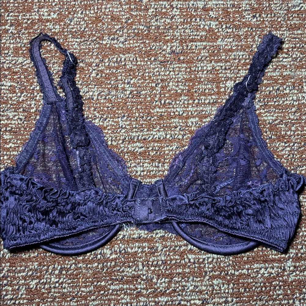 Victorias Secret Bra Vintage sheer purple unlined gold label delicate lace bra - Picture 6 of 13